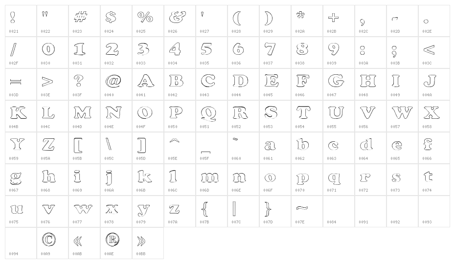 Rockletter Transparent Character Map
