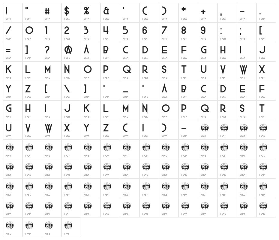 Rockout Character Map