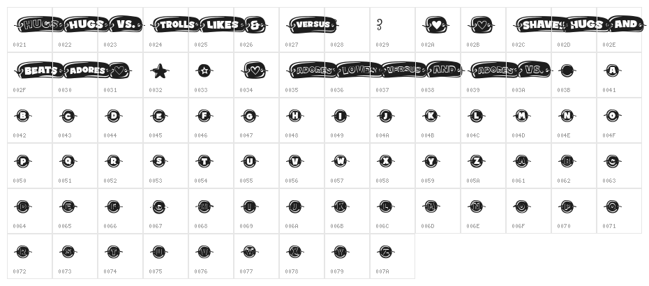 Rocky Winter Regular Character Map