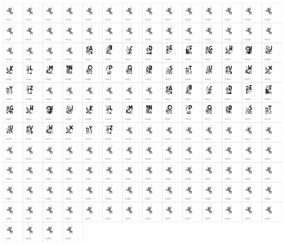 RodeoCIESCAPSII-Regular Character Map