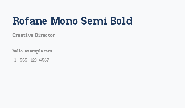 Rofane Mono Semi Bold Business Card