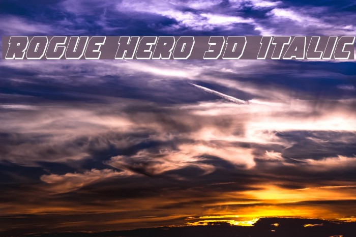 Rogue Hero 3D Italic Шрифта examples