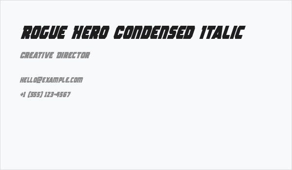 Rogue Hero Condensed Italic Business Card