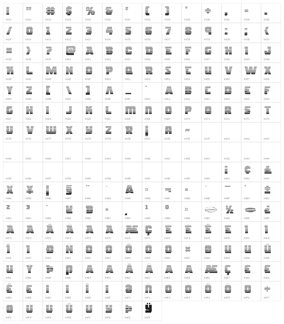 Rogue Hero Gradient Character Map
