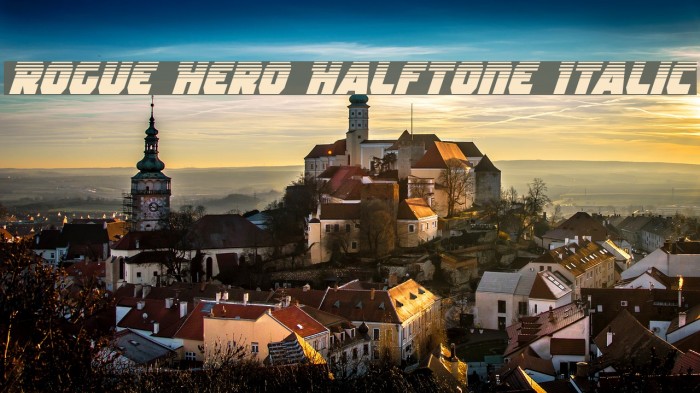 Rogue Hero Halftone Italic Font examples