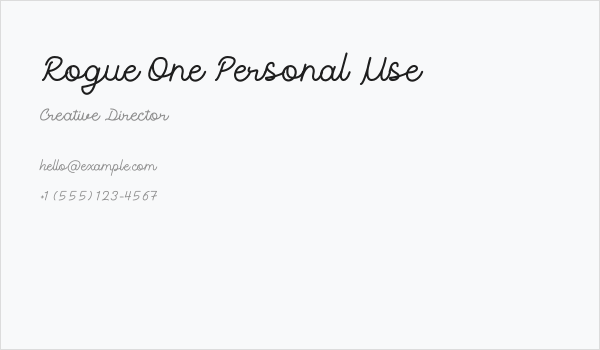 Rogue One Personal Use Business Card