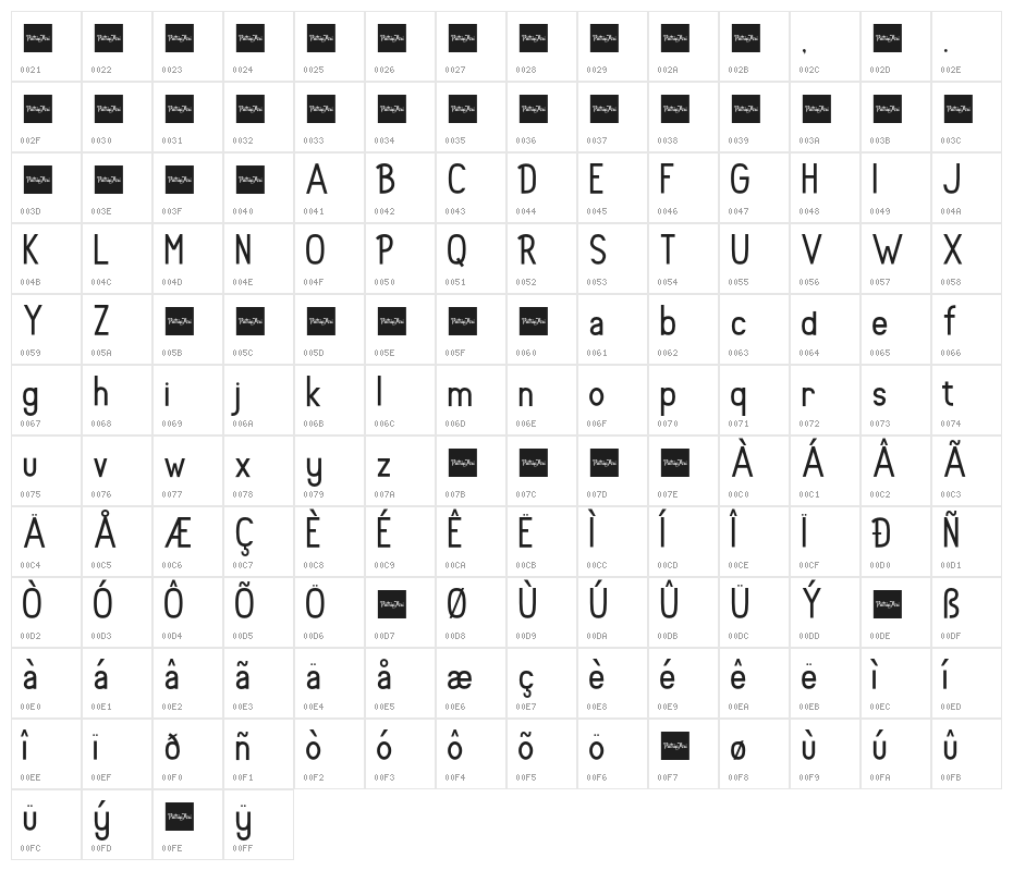 Rolhausen-Regular Character Map