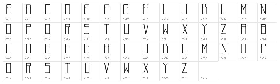 RomanDecoNormal Character Map