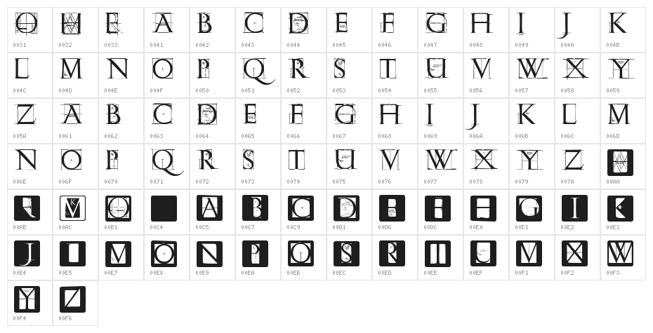 RomanGridCaps Character Map