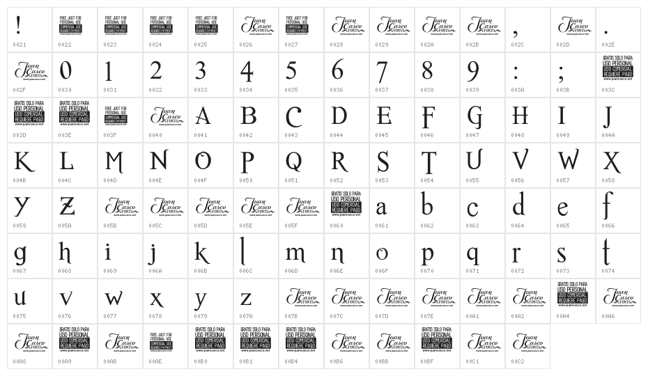 Romance Fatal Serif Std Character Map
