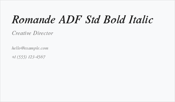 Romande ADF Std Bold Italic Business Card