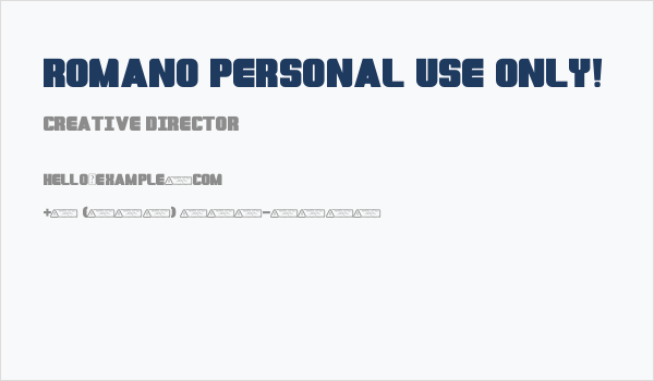 Romano PERSONAL USE ONLY! Business Card
