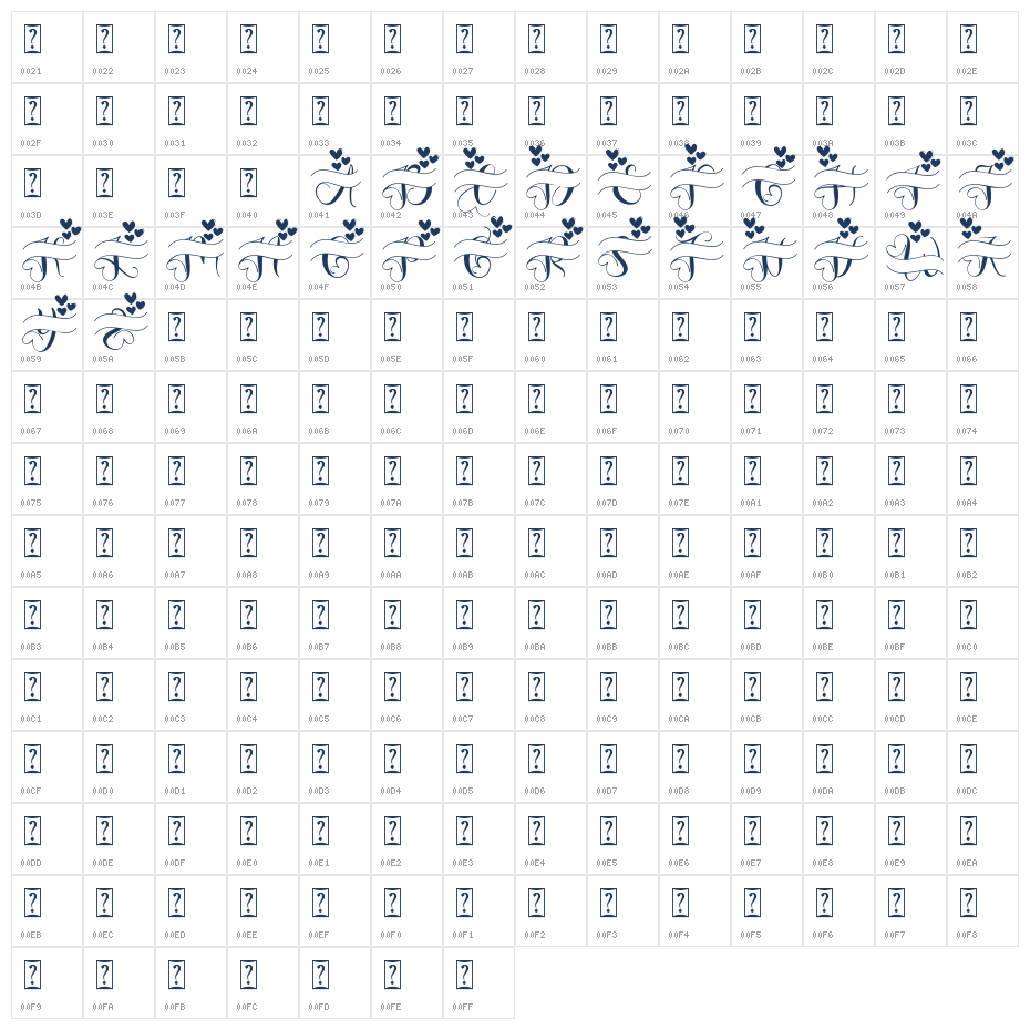 Romantic Monogram Style Character Map