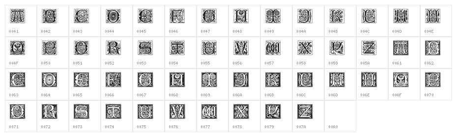 RomantiqueInitials Character Map