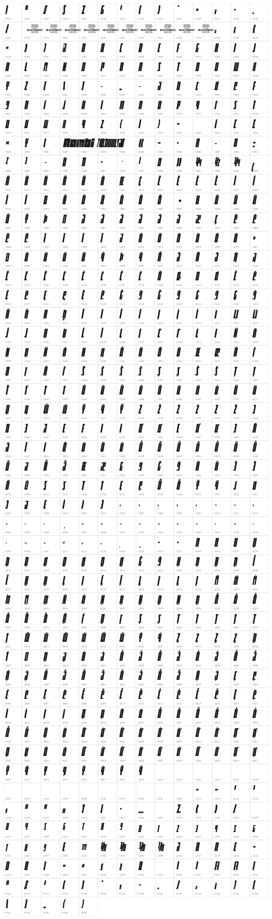 Rombi Technocrat PERSONAL Light Character Map