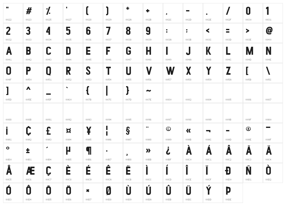 Romedhal Sans Character Map