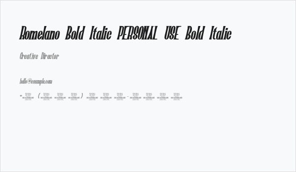 Romelano Bold Italic PERSONAL USE Bold Italic Business Card