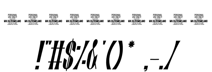 Romelano Italic PERSONAL USE Italic Font OTHER CHARS