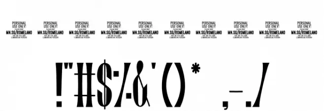 Romelano PERSONAL USE Regular Font OTHER CHARS