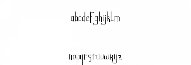 Roncial Regular Schriftart Kleinbuchstaben