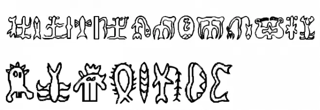 RongoRongo Glyphs Schriftart Groß