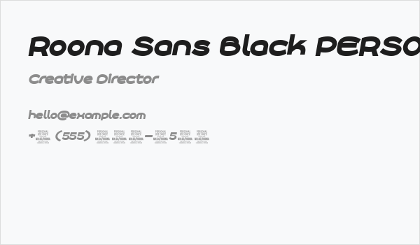 Roona Sans Black PERSONAL Italic Business Card