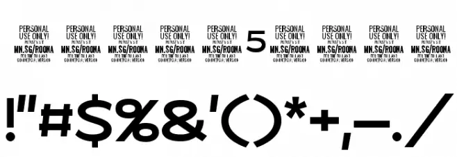 Roona Sans Bold PERSONAL Font OTHER CHARS