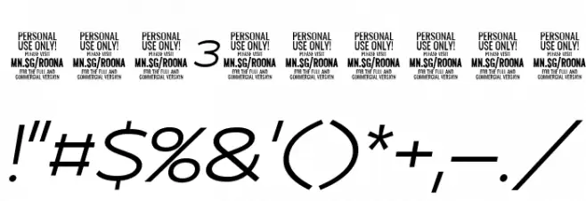Roona Sans Light PERSONAL Italic Font OTHER CHARS