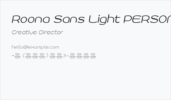 Roona Sans Light PERSONAL Italic Business Card