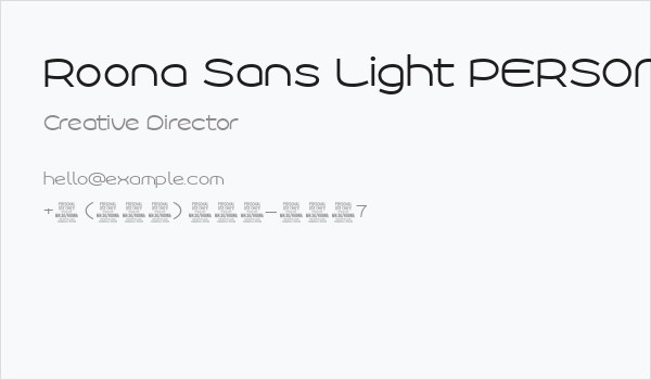 Roona Sans Light PERSONAL Business Card