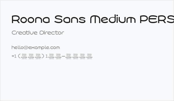 Roona Sans Medium PERSONAL Business Card