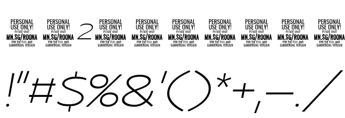 Roona Sans Thin PERSONAL Italic Font OTHER CHARS