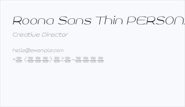 Roona Sans Thin PERSONAL Italic Business Card