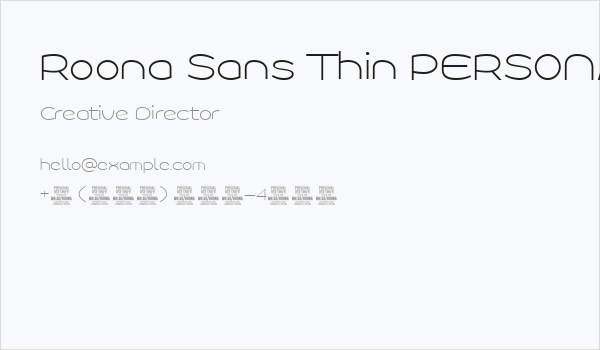 Roona Sans Thin PERSONAL Business Card