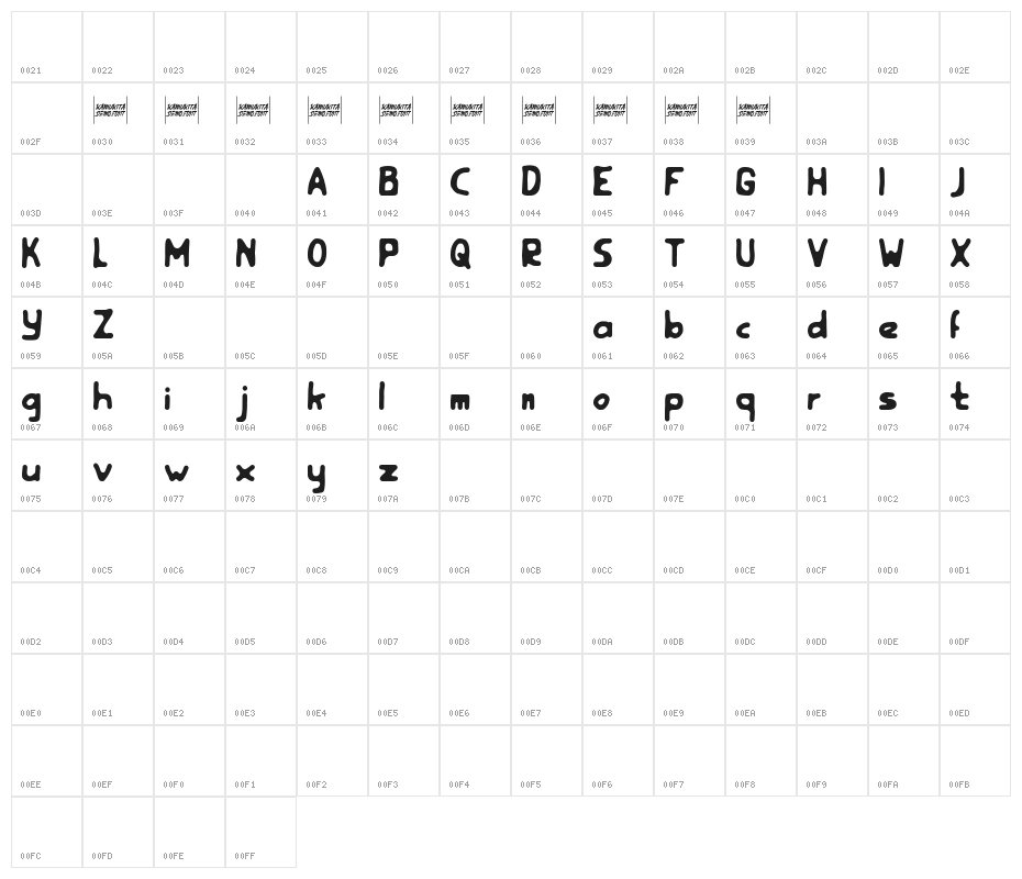 Rootfear (demo) Character Map