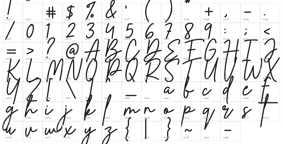 Rosabella Signature DEMO! DEMO! Character Map