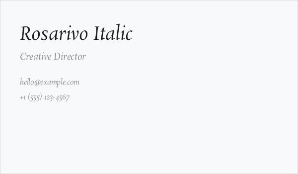 Rosarivo Italic Business Card