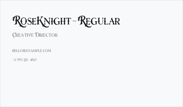 RoseKnight-Regular Business Card