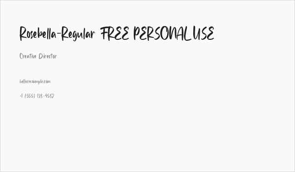 Rosebella-Regular FREE PERSONAL USE Business Card