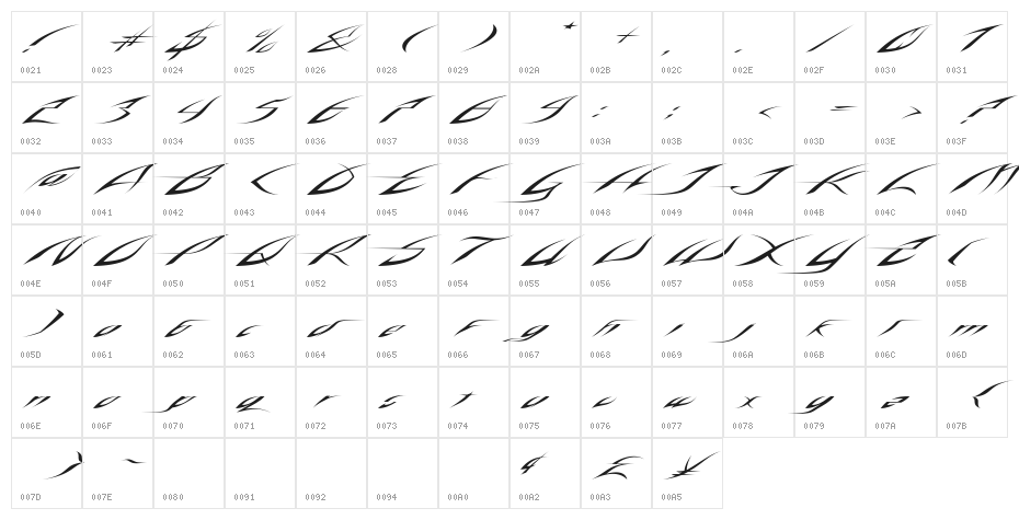 RosebudRegular Character Map
