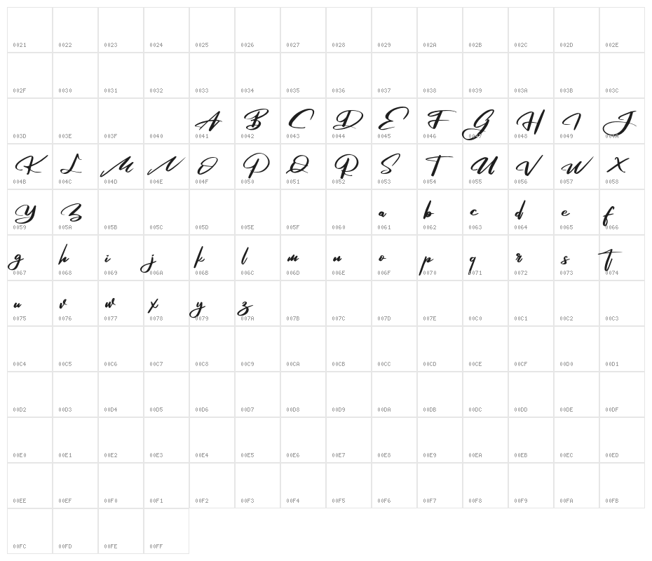 RosegaFREE Character Map
