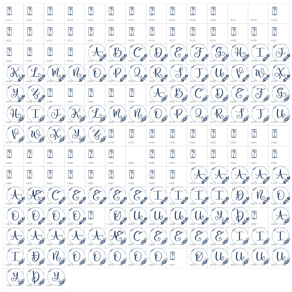 Rosegram Character Map