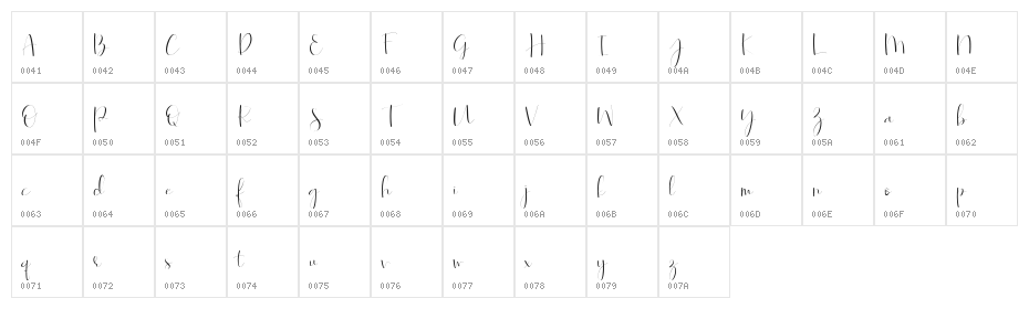 Roselyne-Regular Character Map