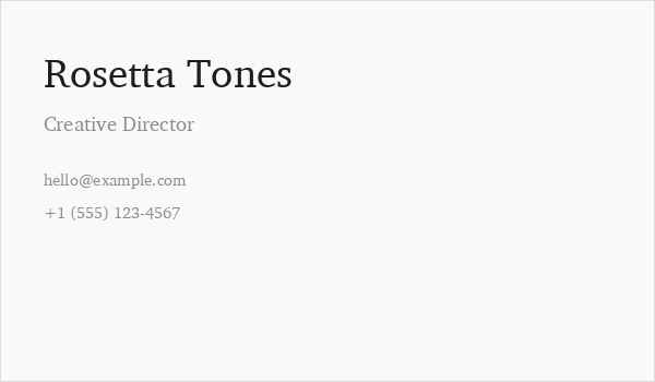 Rosetta Tones Business Card
