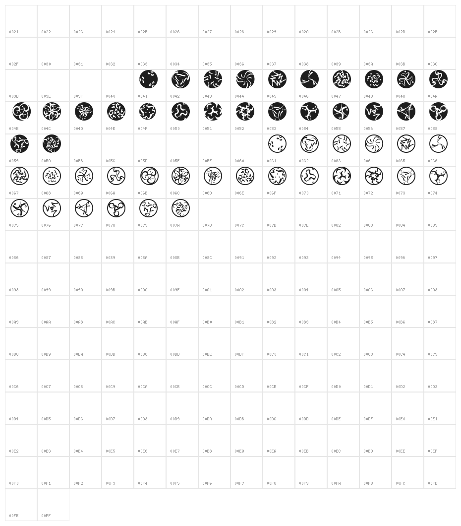 RosettaCalligraphiaOne Character Map