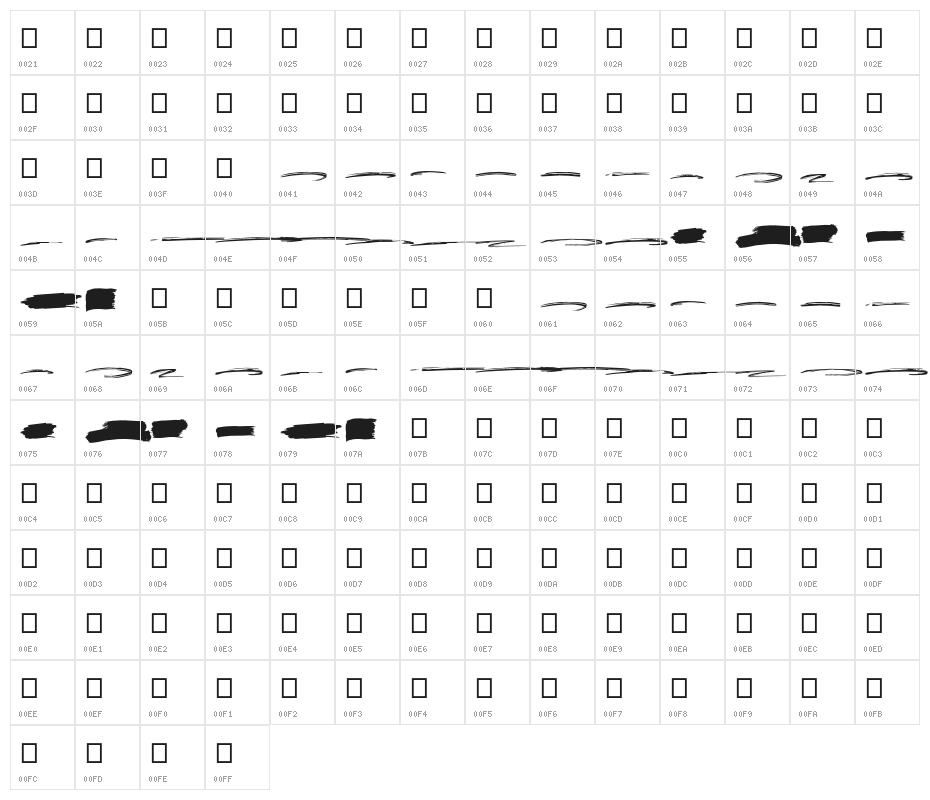 Rostheroid Swash Character Map