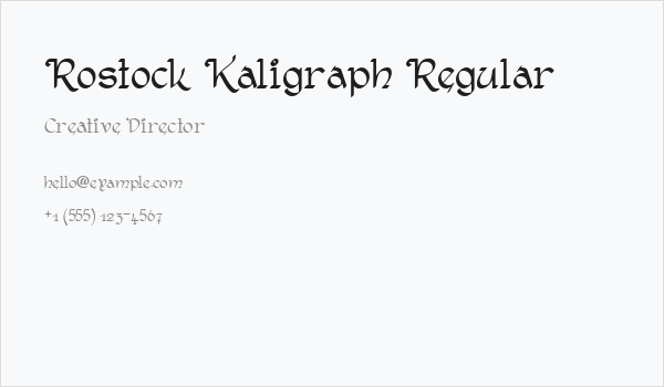 Rostock Kaligraph Regular Business Card
