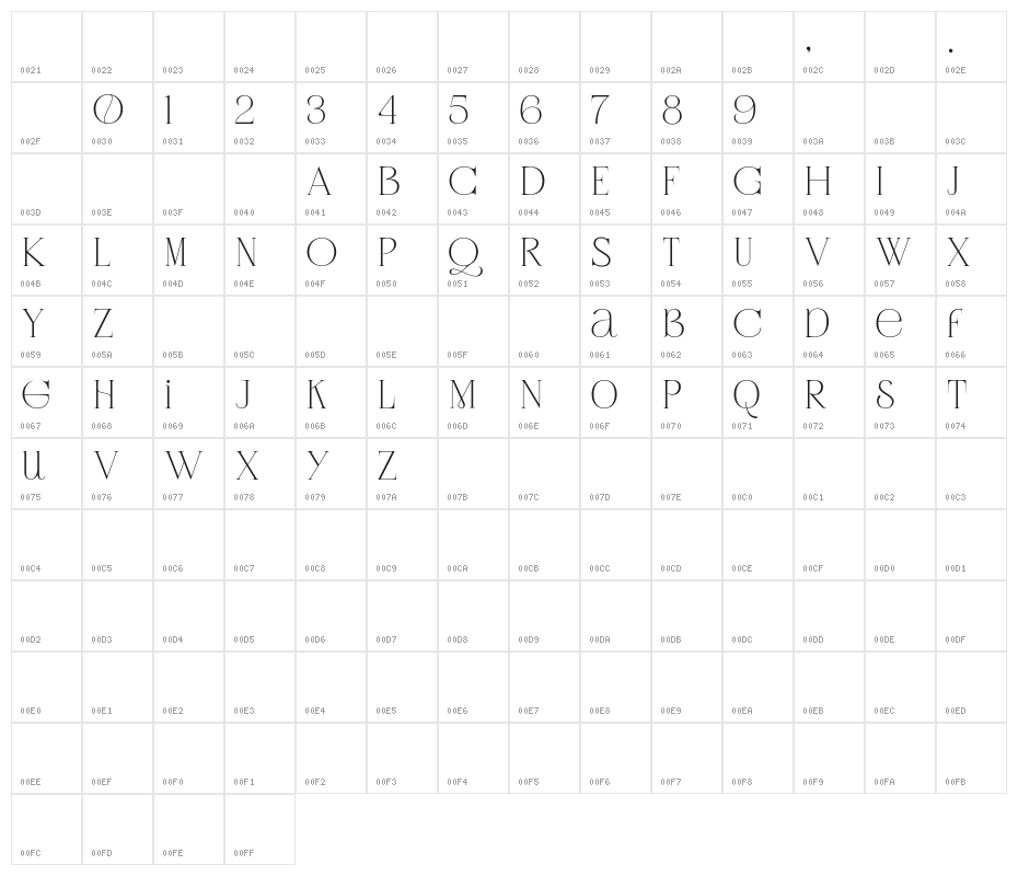 RotterburgStylishFREE-Regular Character Map