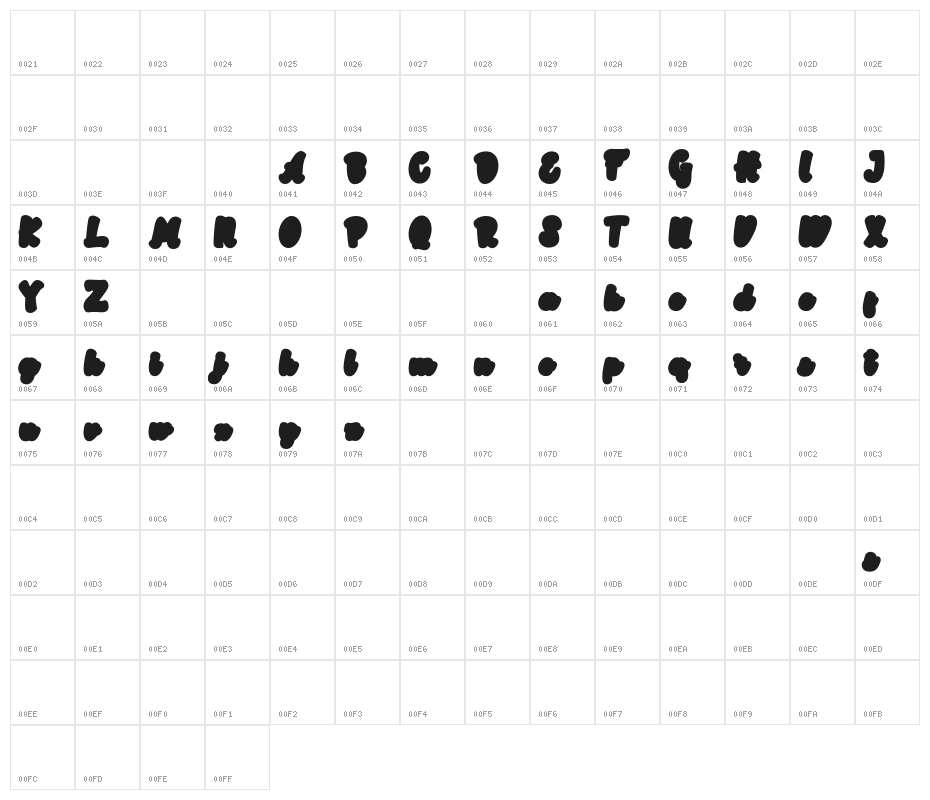 Rotterin Extrude Demo Regular Character Map