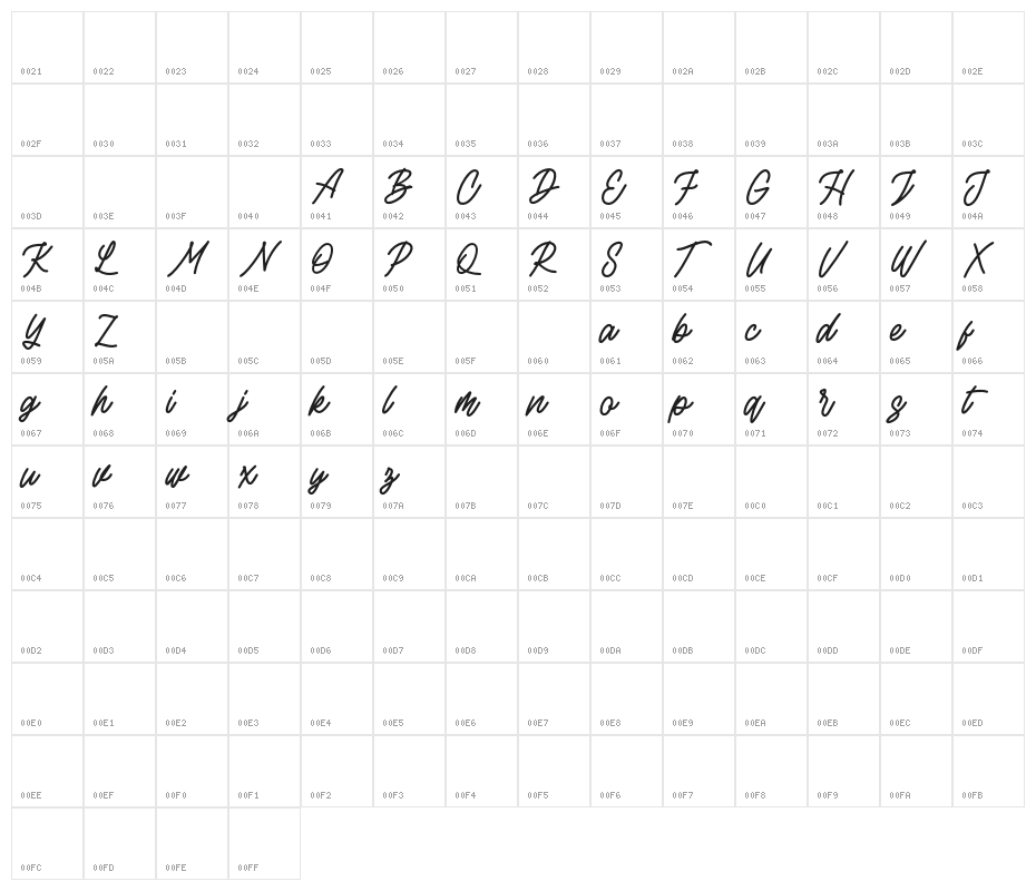 RottordamFREE Character Map